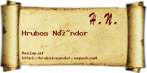Hrubos Nándor névjegykártya